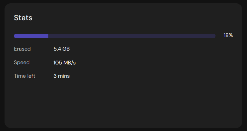 MultiDrive Stats panel with progress, speed, and time left