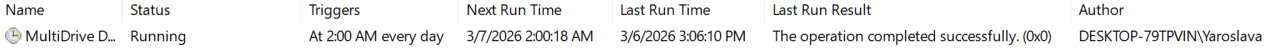 Automated backup task running in Task Scheduler