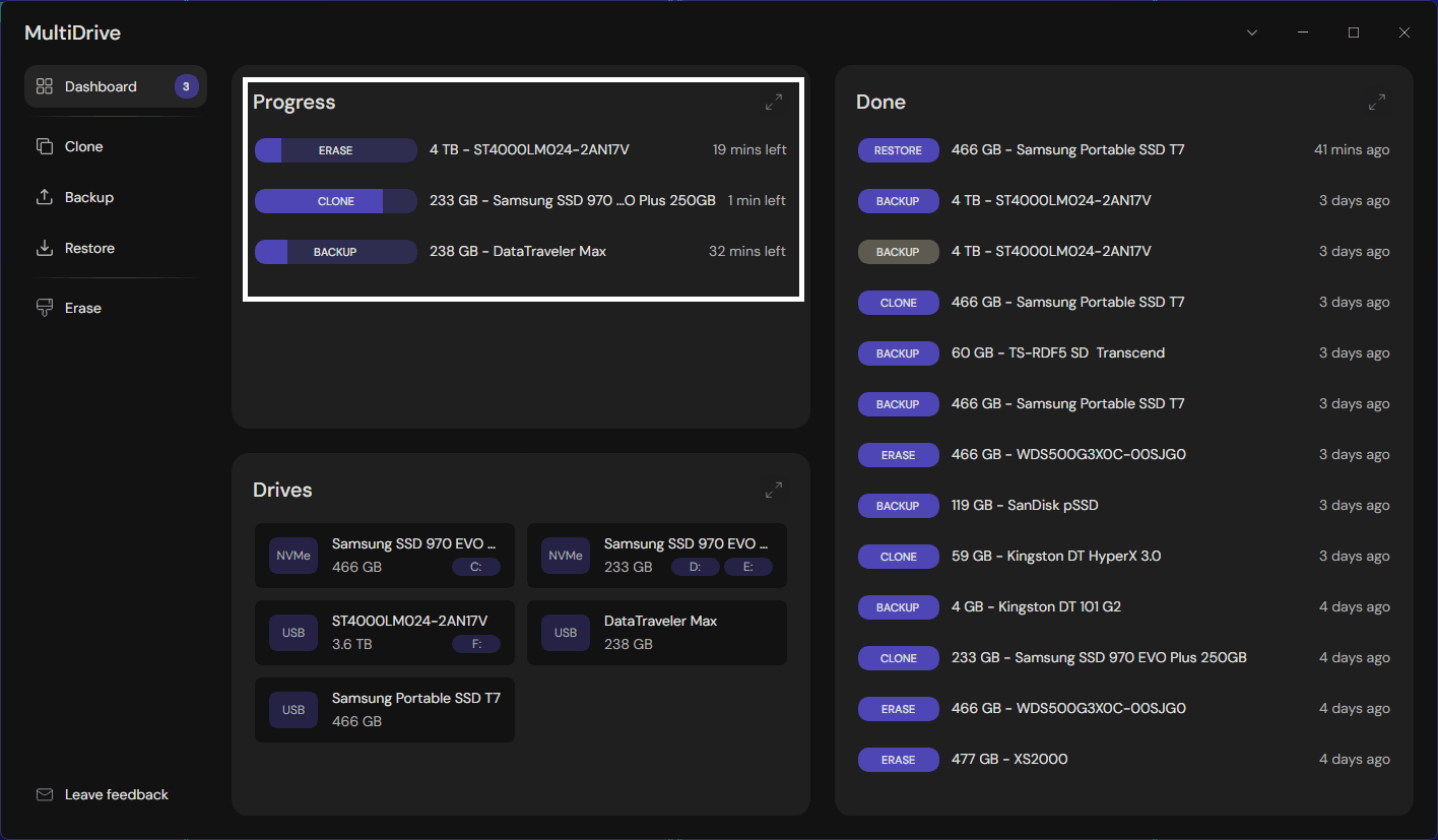 Parallel Tasks in MultiDrive