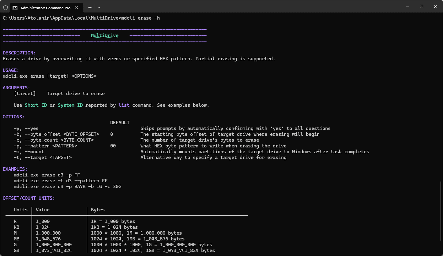 MultiDrive CLI to wipe multiple disks
