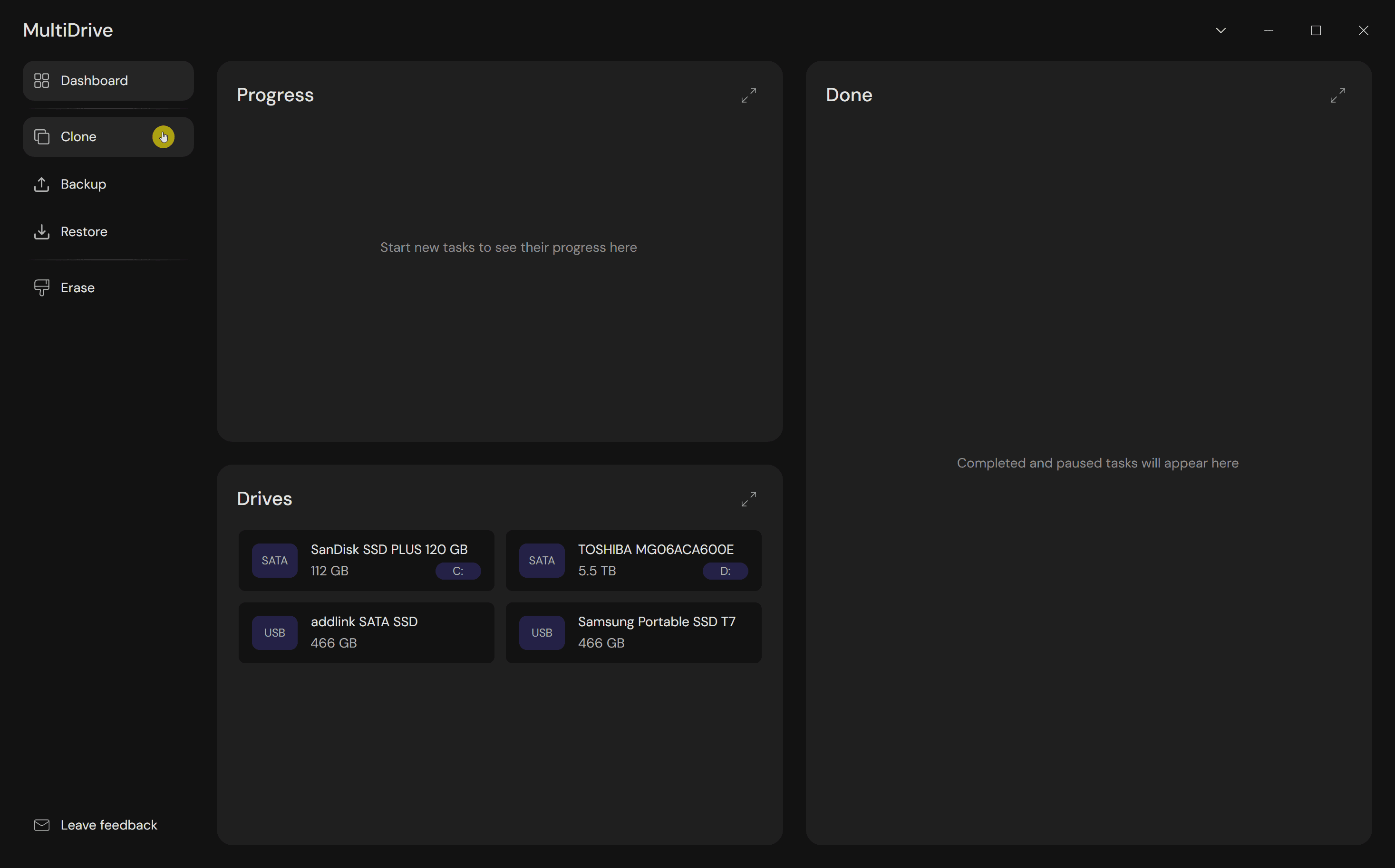 Multidrive - Clone menu