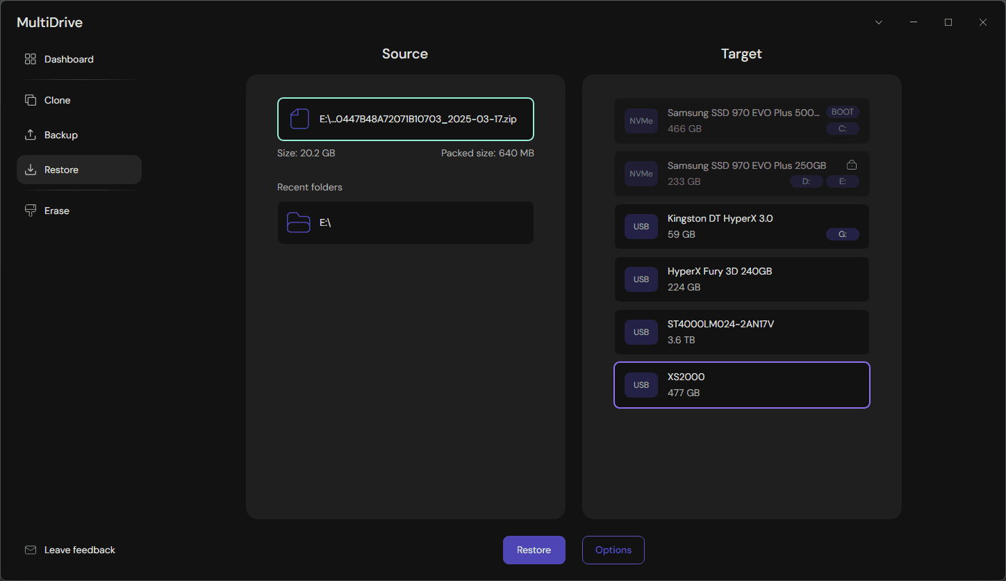 Restore your drive from backup